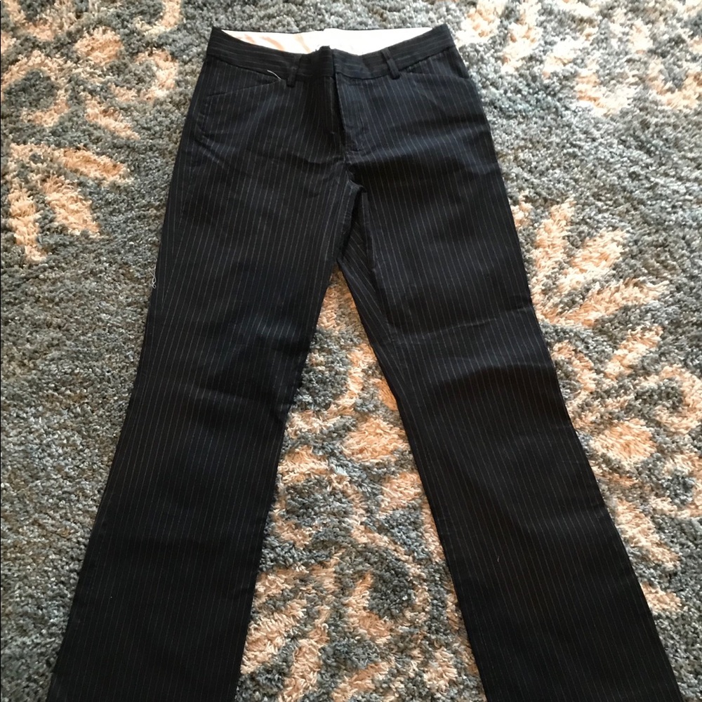 Black pinstriped dress pants